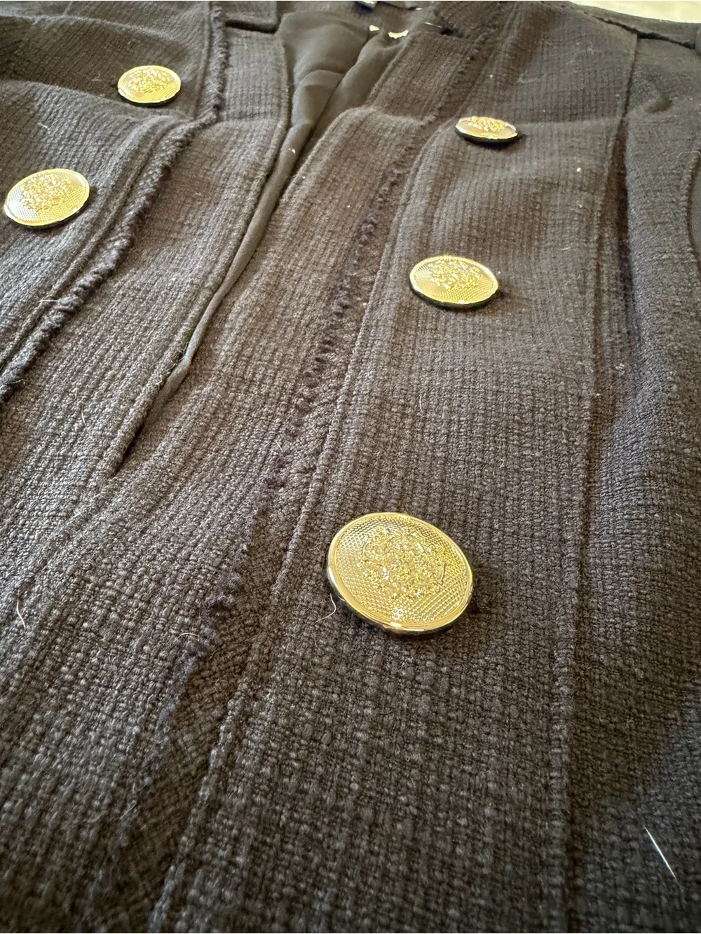 White House Black Market Black Double-Breasted Blazer with Gold Buttons - Picture 3 of 7